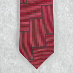 Renzo Red Navy Blue Stripe Pure 100%‎ Silk Handmade Executive Men's Neck Tie